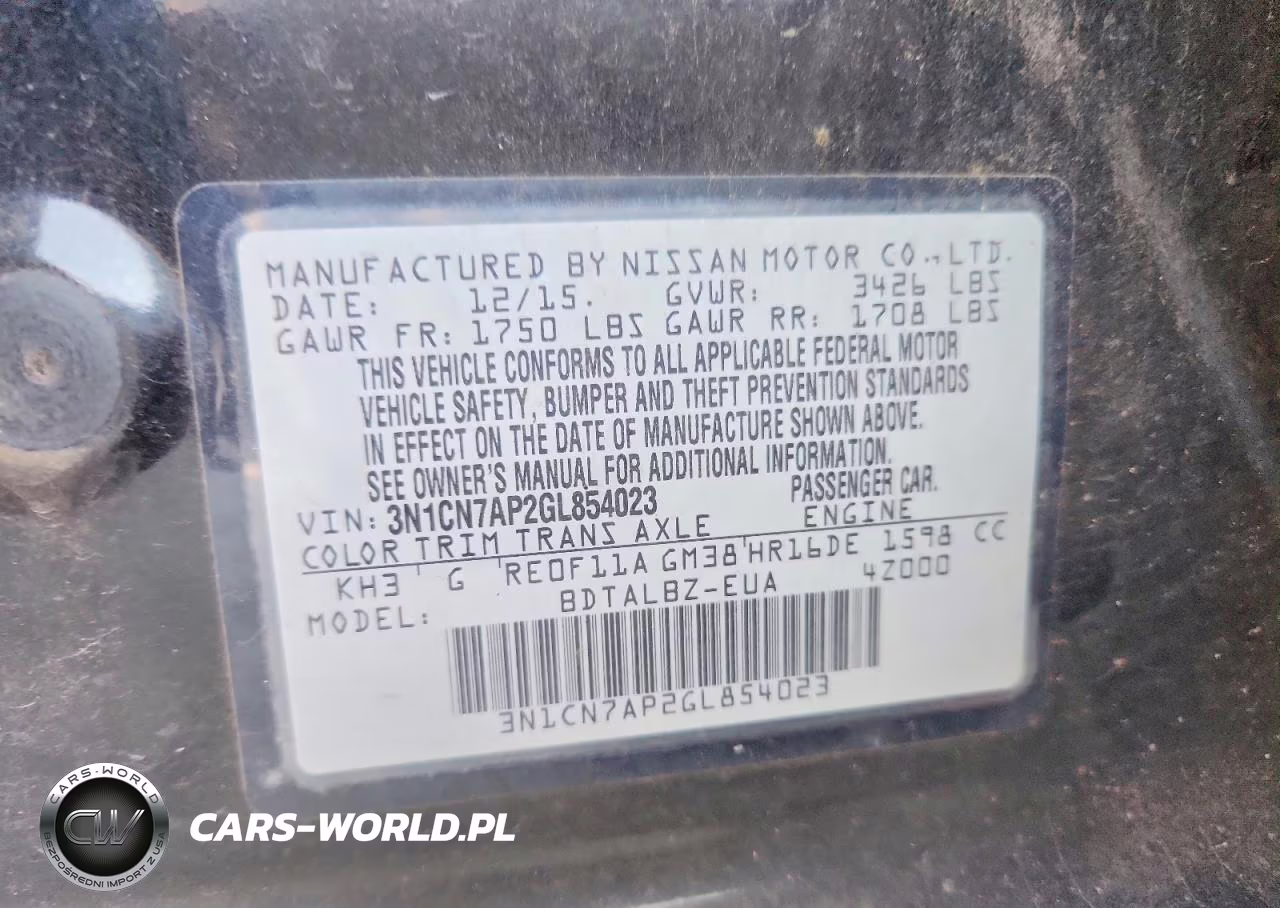 2016 Nissan Versa 1.6 Sv VIN:3N1CN7AP2GL854023 - 13
