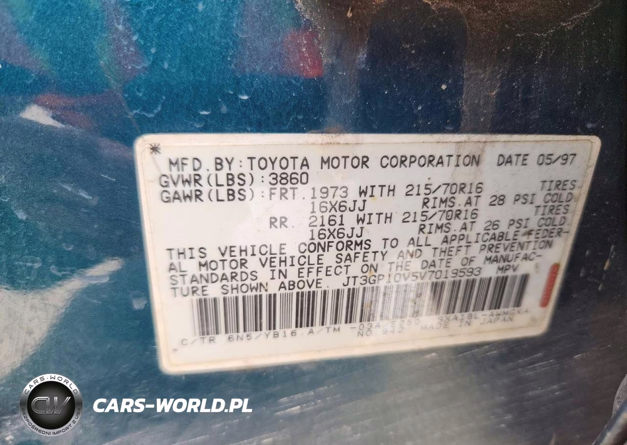 1997 Toyota Rav4 Base VIN:JT3GP10V5V7019593 - 12
