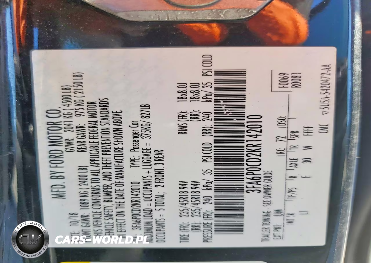 2019 Ford Fusion Sel VIN:3FA6P0CD2KR142010 - 12