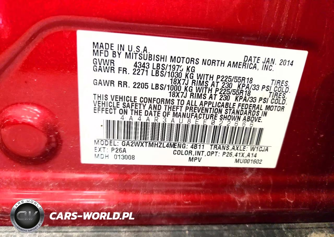2014 Mitsubishi Outlander Sport Es VIN:4A4AR3AU8EE022666 - 13