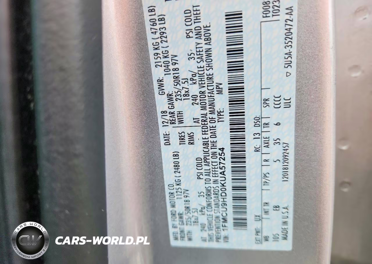 2019 Ford Escape Sel VIN:1FMCU9HD0KUA57254 - 14