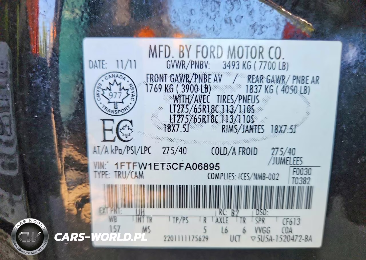 2012 Ford F150 Supercrew VIN:1FTFW1ET5CFA06895 - 12