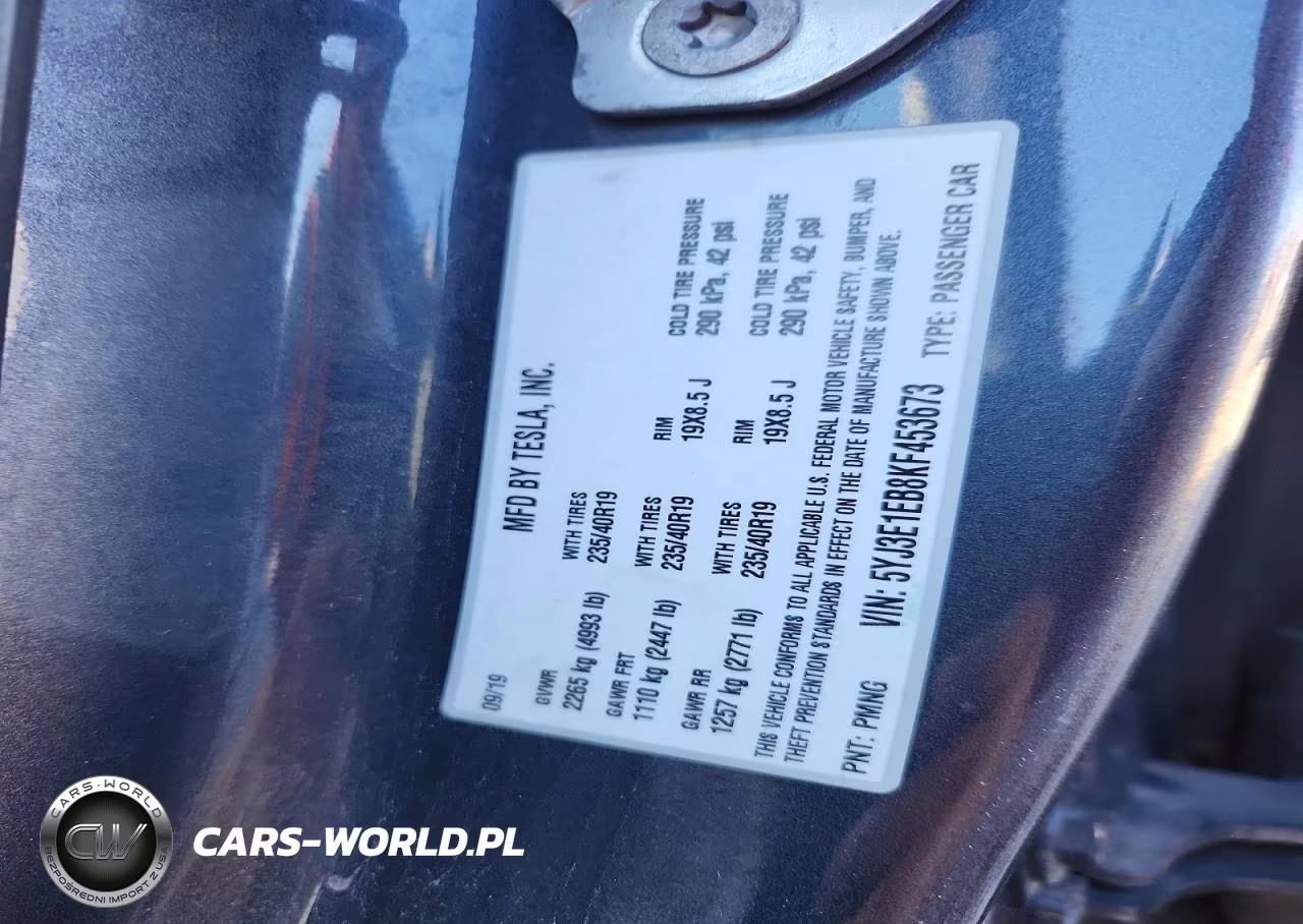 2019 Tesla Model 3 VIN:5YJ3E1EB8KF453673 - 12