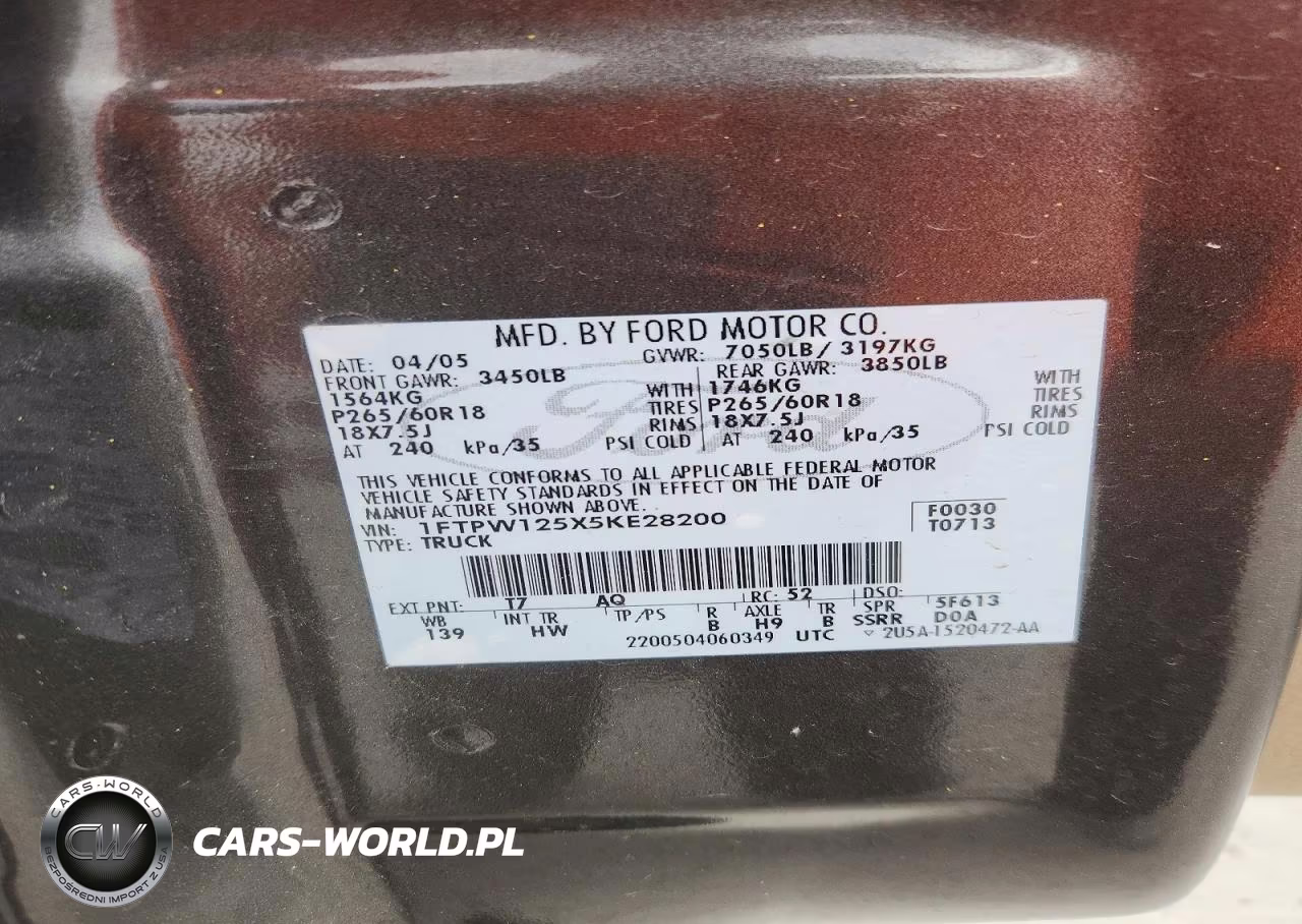 2005 Ford F150 Supercrew VIN:1FTPW125X5KE28200 - 12