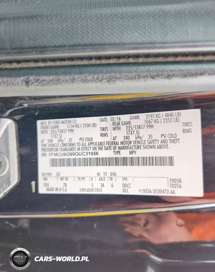 2016 Ford Escape Se VIN:1FMCU9G99GUC31956 - 13