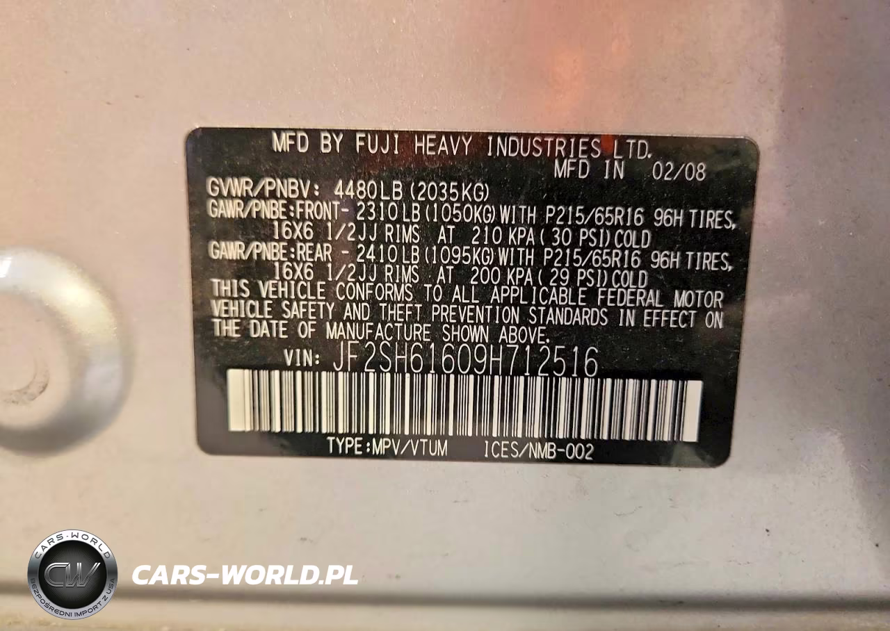 2009 Subaru Forester 2.5X VIN:JF2SH61609H712516 - 12
