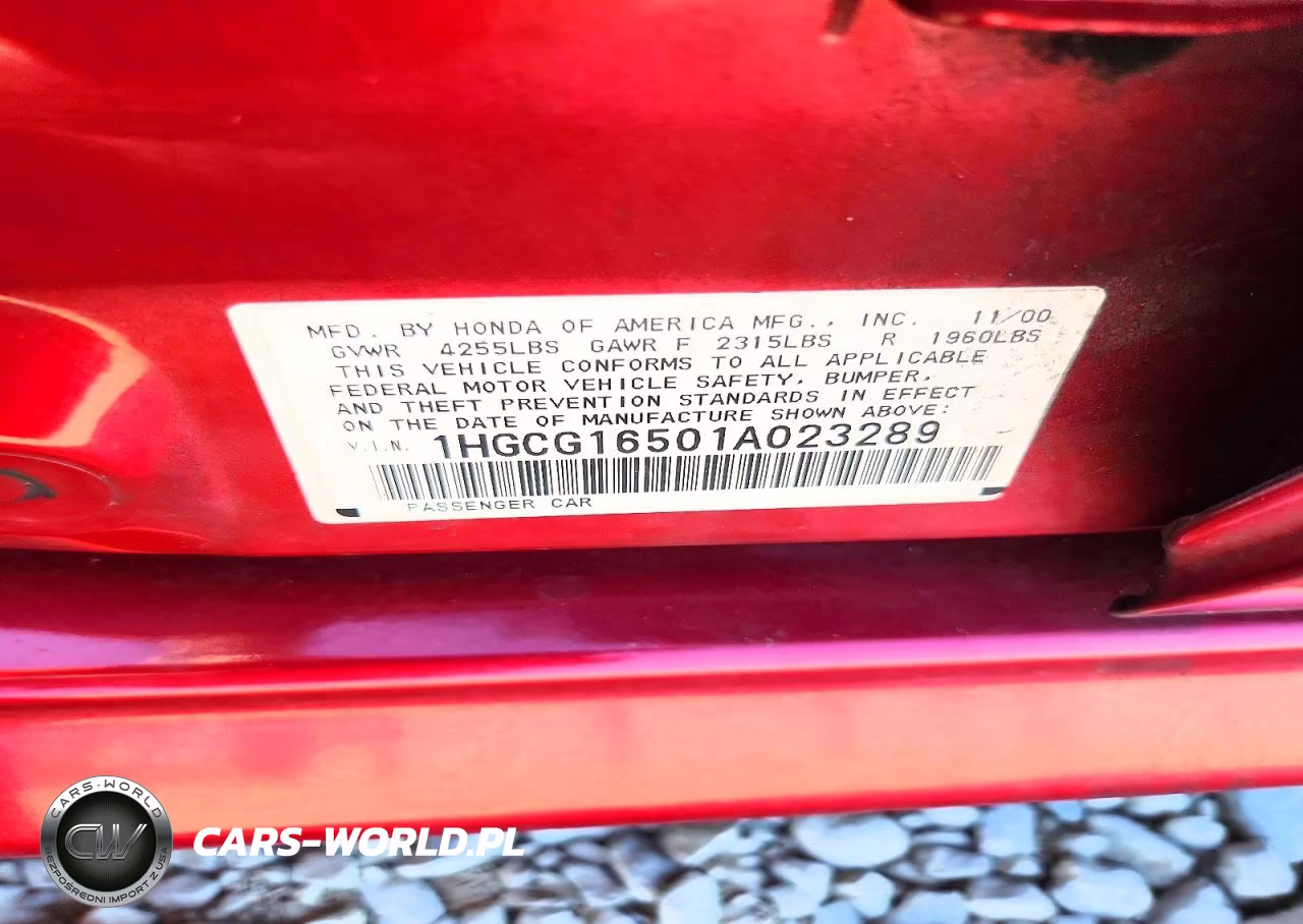 2001 Honda Accord Ex VIN:1HGCG16501A023289 - 12
