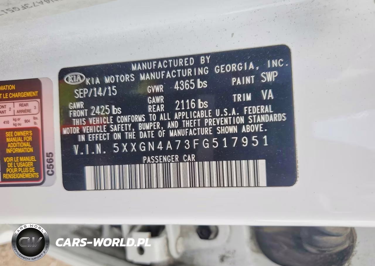 2015 Kia Optima Ex VIN:5XXGN4A73FG517951 - 12