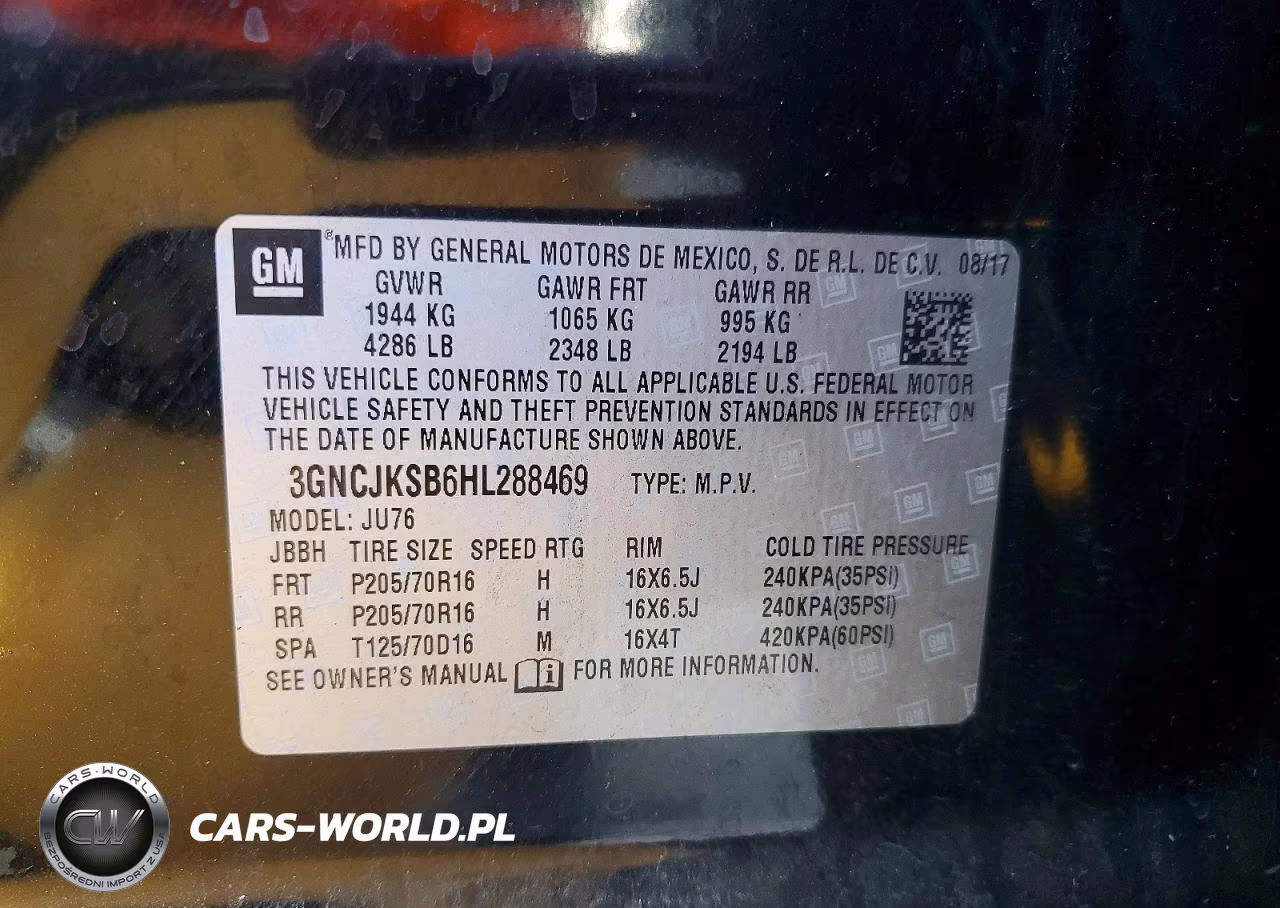 2017 Chevrolet Trax Ls VIN:3GNCJKSB6HL288469 - 13