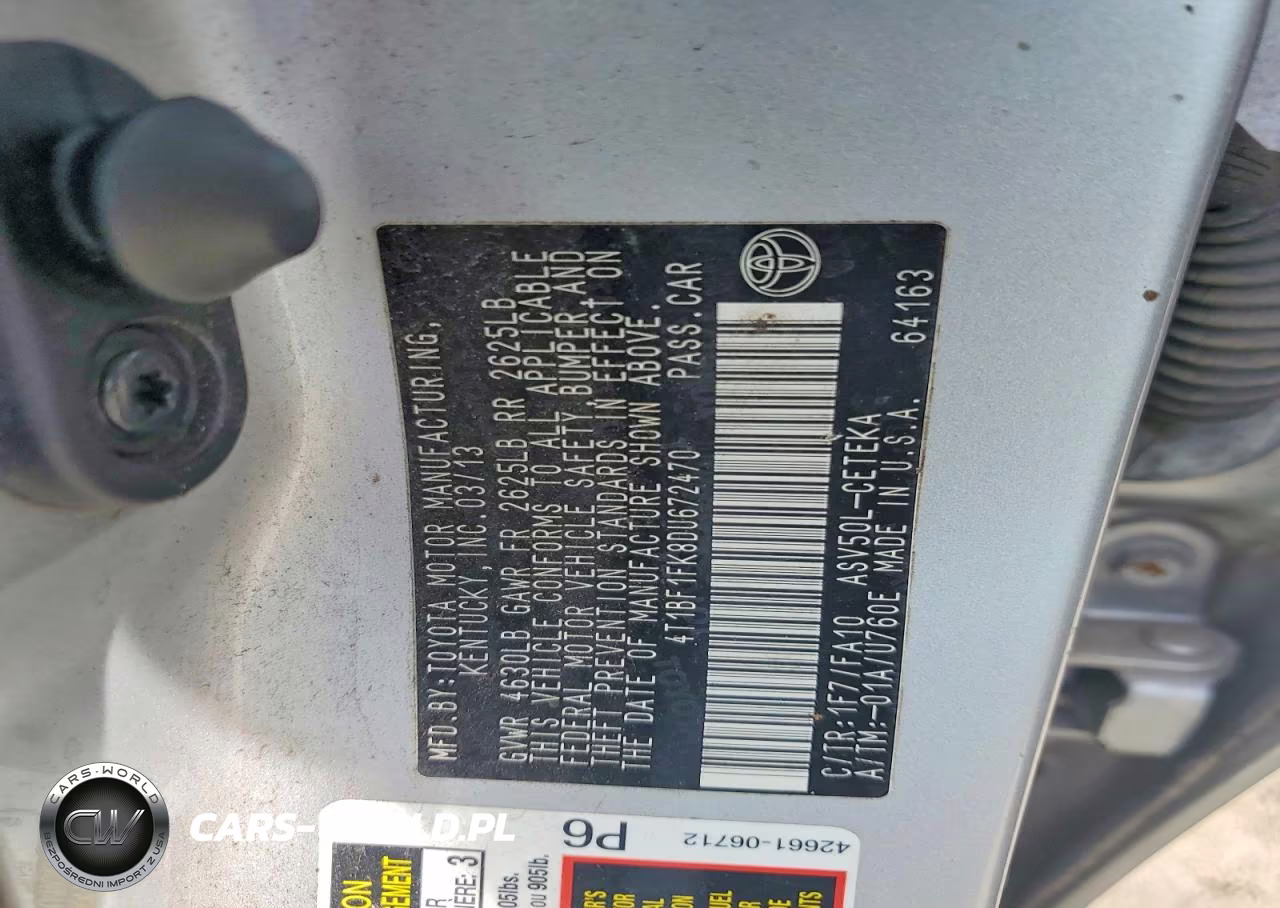 2013 Toyota Camry L VIN:4T1BF1FK8DU672470 - 12
