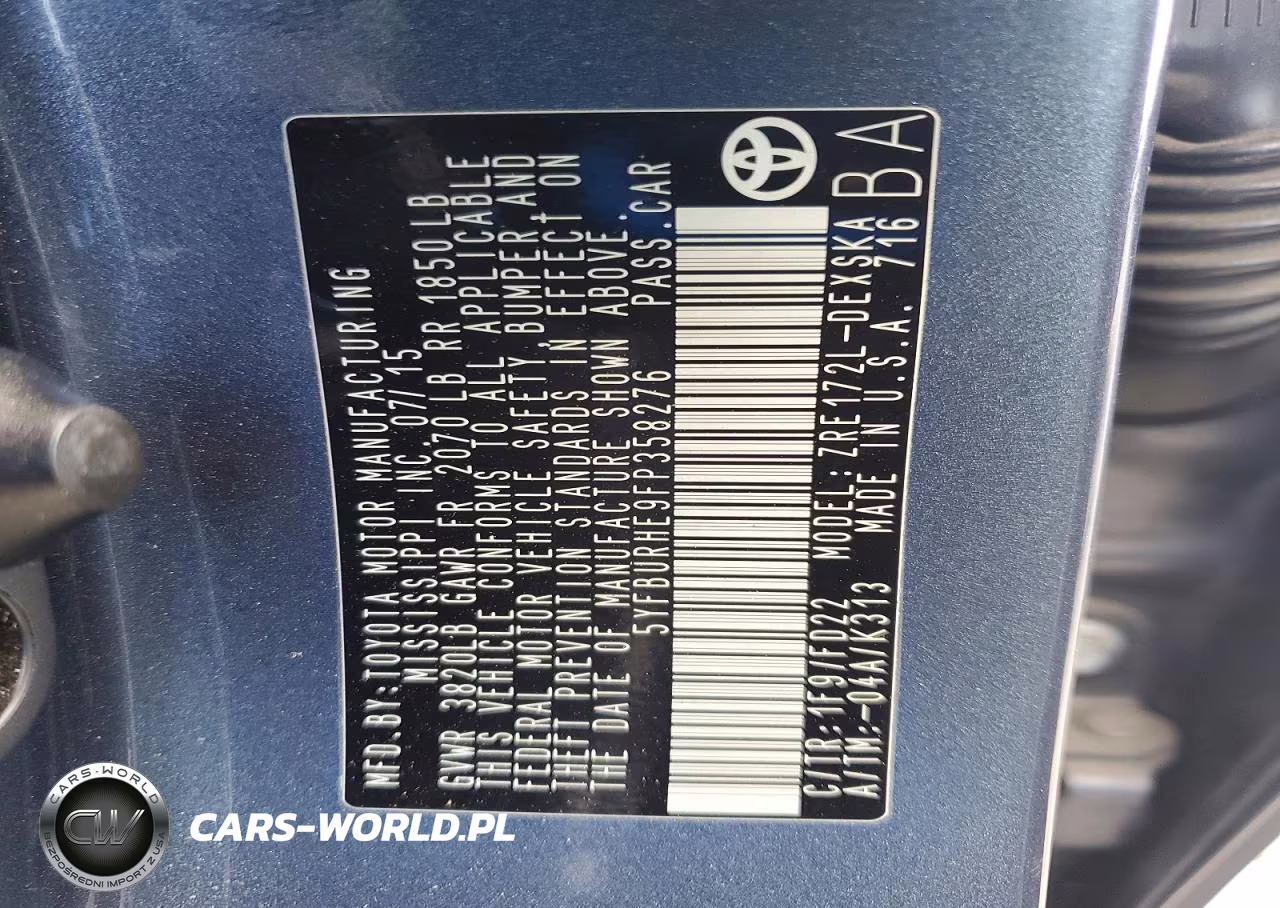 2015 Toyota Corolla S VIN:5YFBURHE9FP358276 - 13