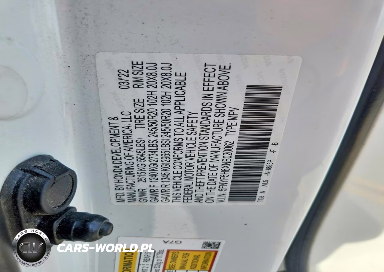 2022 Honda Pilot Touring VIN:5FNYF5H6XNB020062 - 13