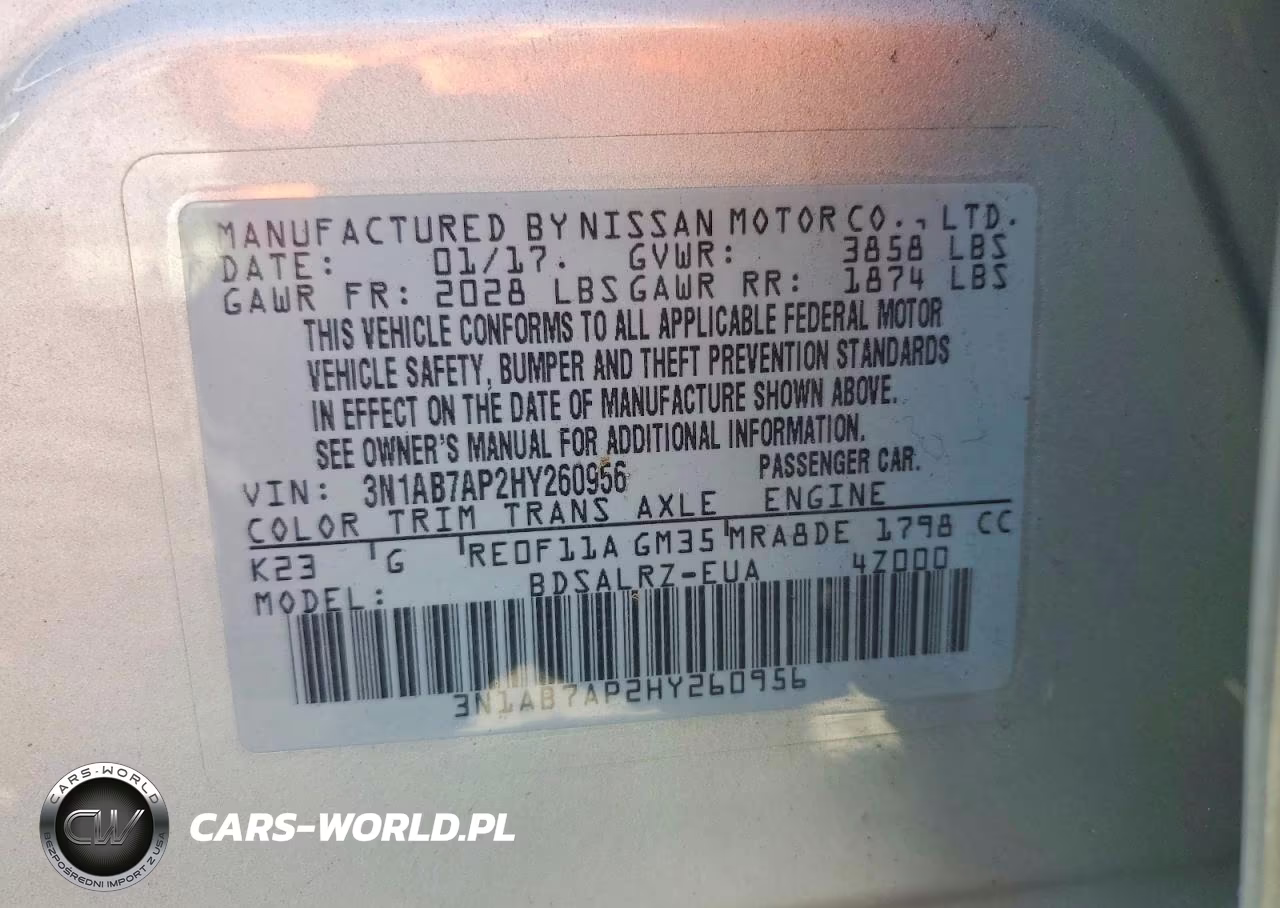 2017 Nissan Sentra Sr VIN:3N1AB7AP2HY260956 - 12