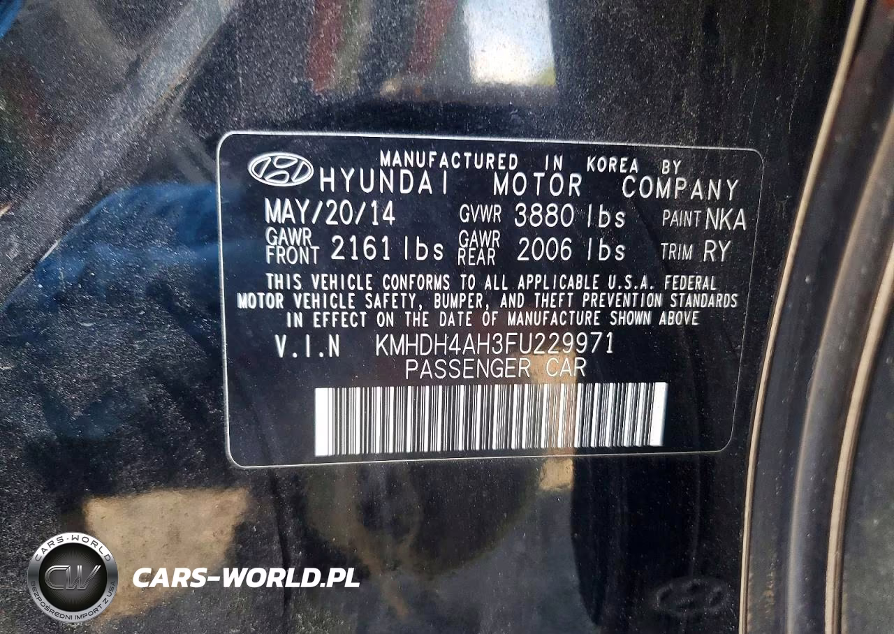 2015 Hyundai Elantra Sport VIN:KMHDH4AH3FU229971 - 12