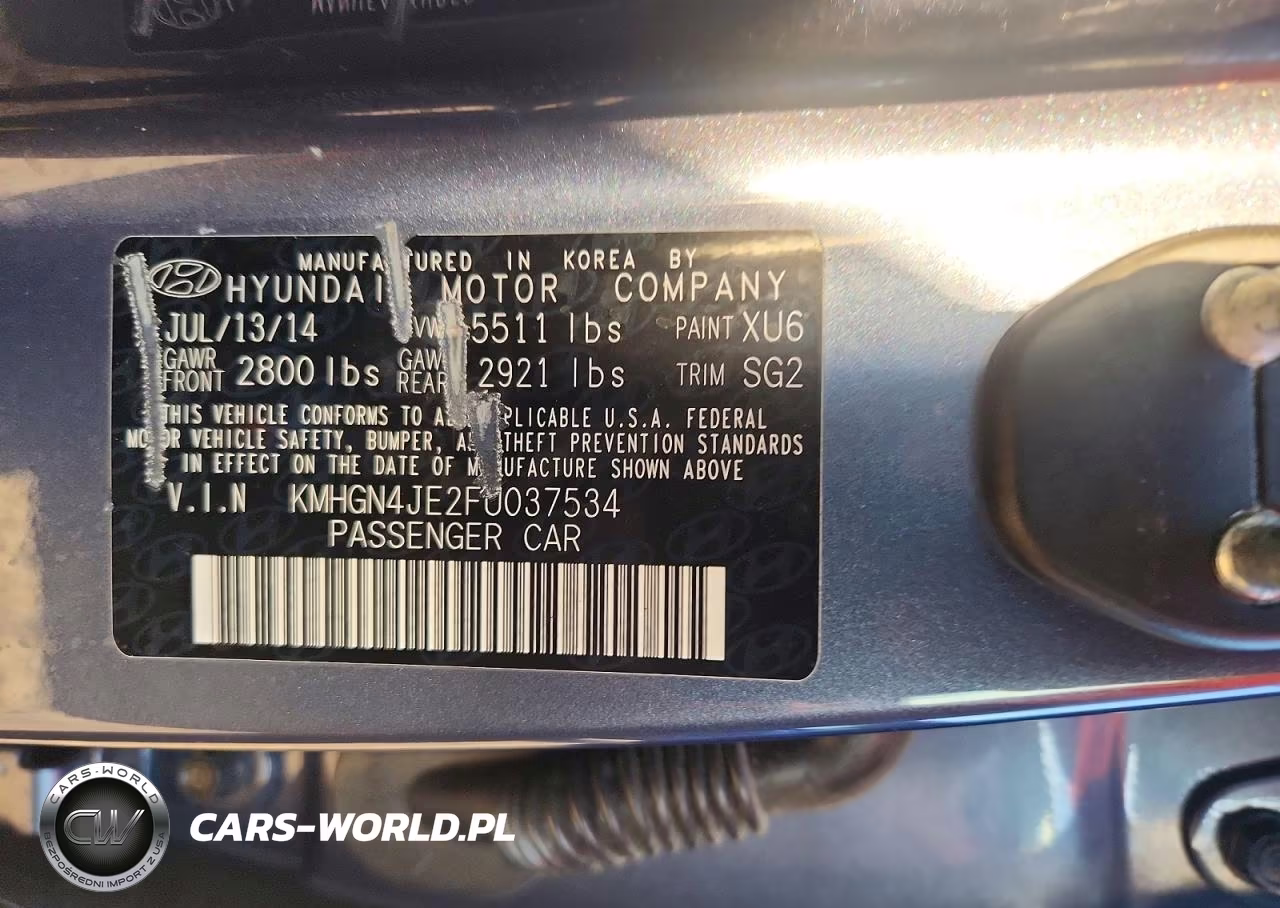 2015 Hyundai Genesis 3.8L VIN:KMHGN4JE2FU037534 - 12