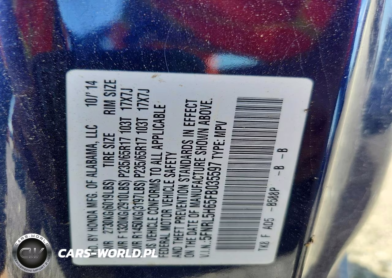 2015 Honda Odyssey Exl VIN:5FNRL5H65FB035597 - 13