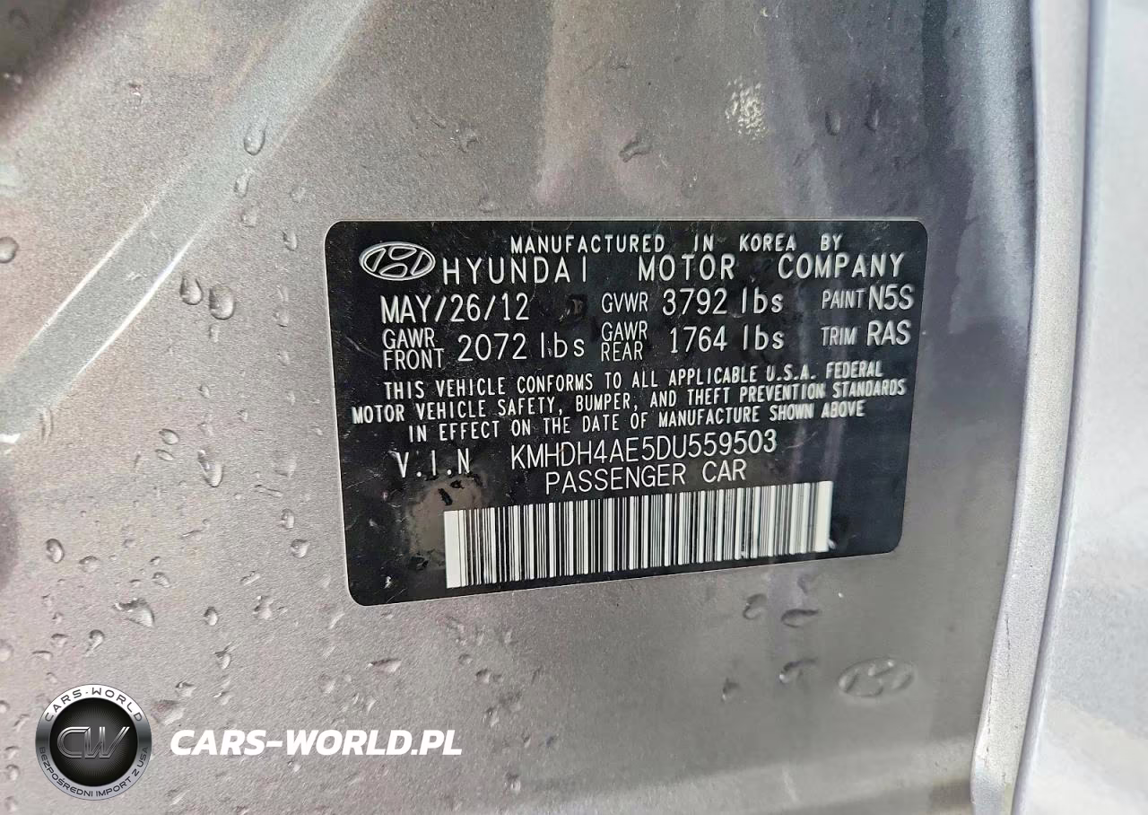 2013 Hyundai Elantra Gls VIN:KMHDH4AE5DU559503 - 13