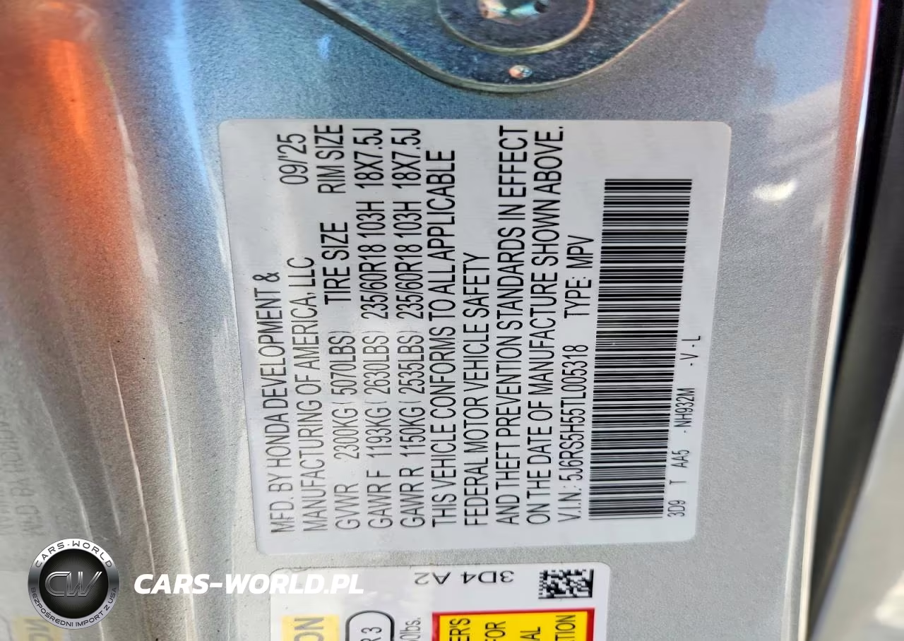 2026 Honda Cr-V Sport VIN:5J6RS5H55TL005318 - 14