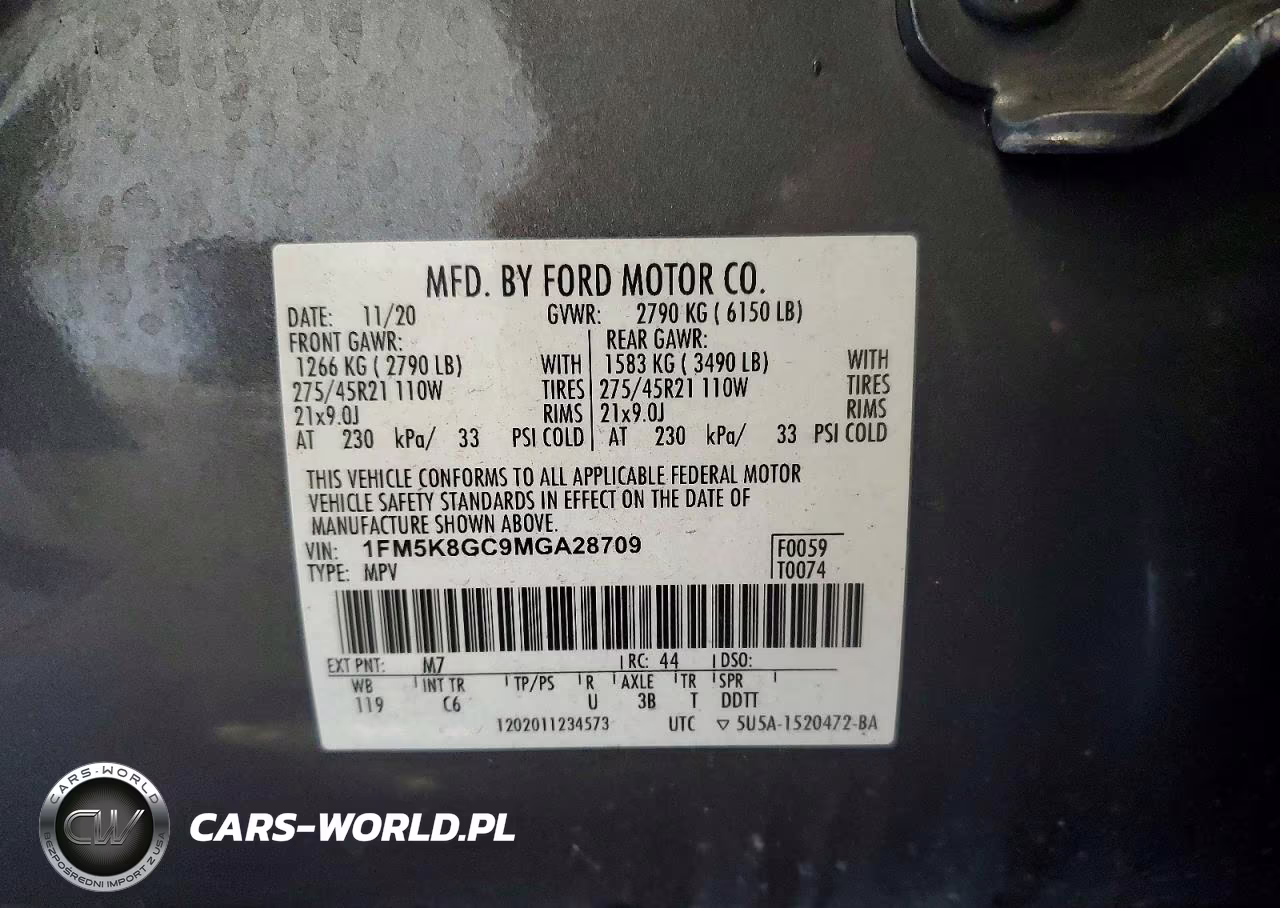 2021 Ford Explorer St VIN:1FM5K8GC9MGA28709 - 14