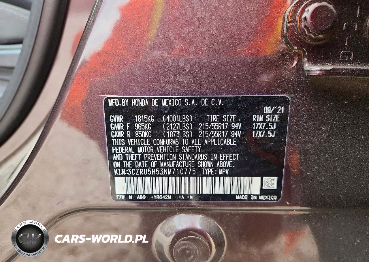 2022 Honda Hr-V Ex VIN:3CZRU5H53NM710775 - 12