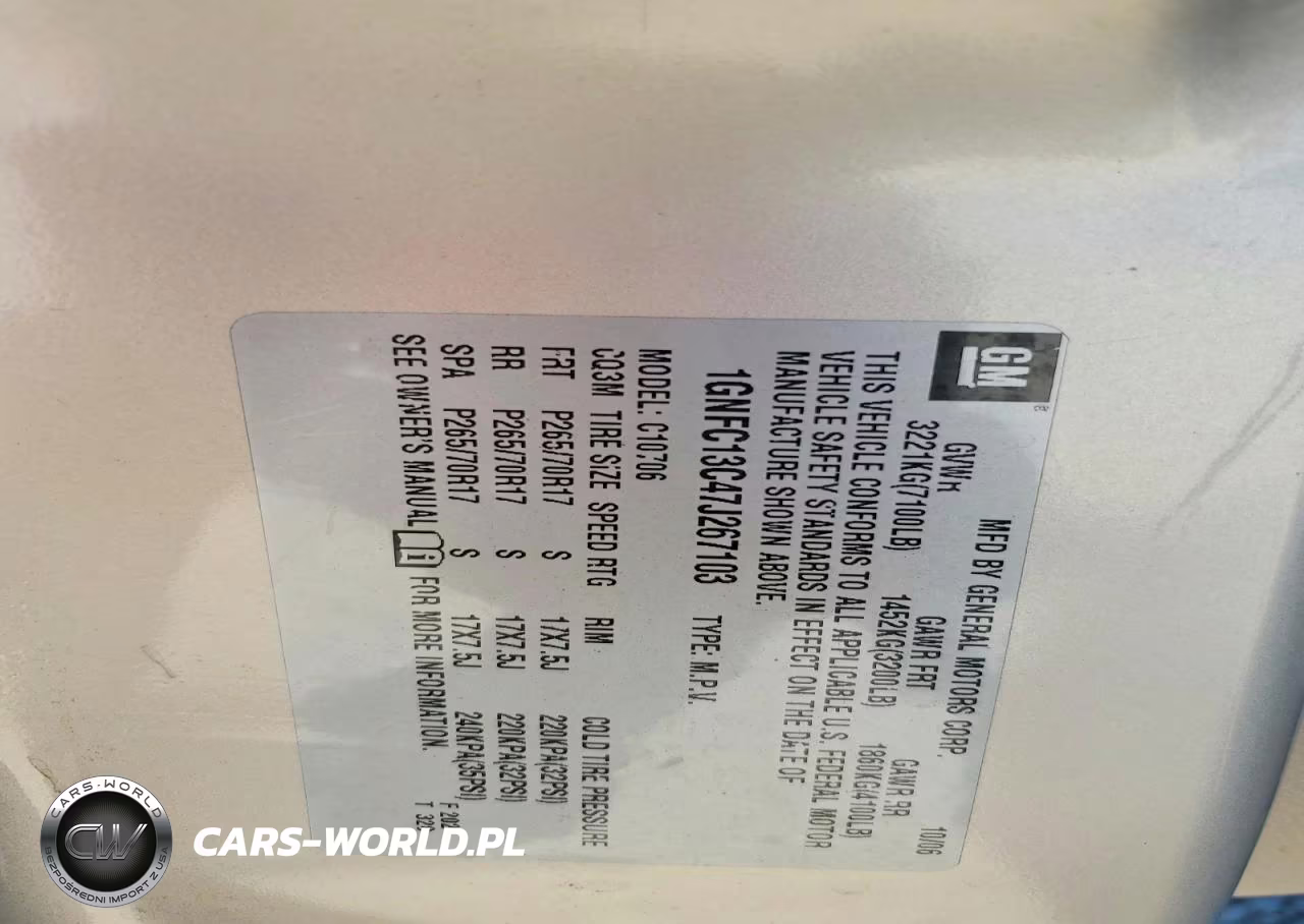 2007 Chevrolet Tahoe C1500 VIN:1GNFC13C47J267103 - 13