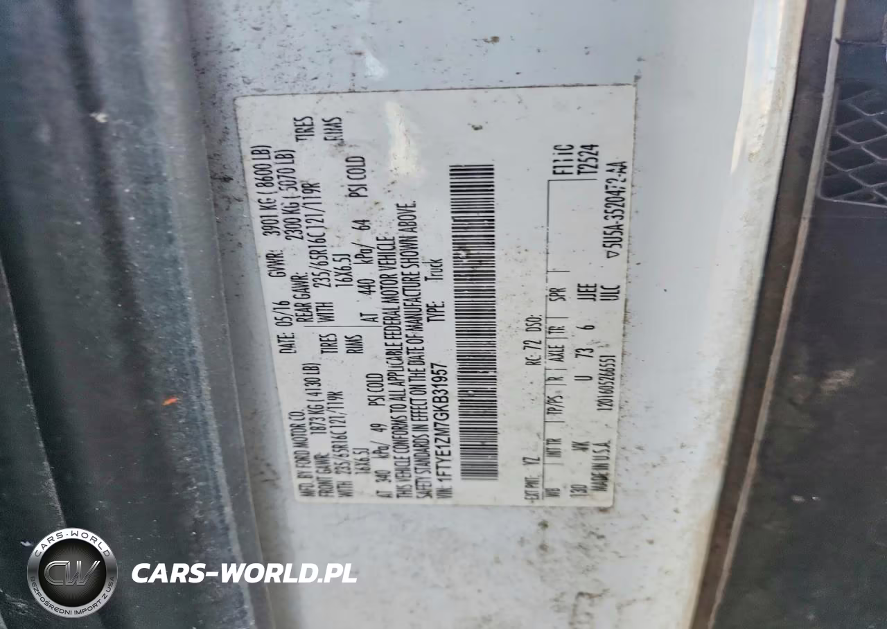 2016 Ford Transit T-150 VIN:1FTYE1ZM7GKB31957 - 13