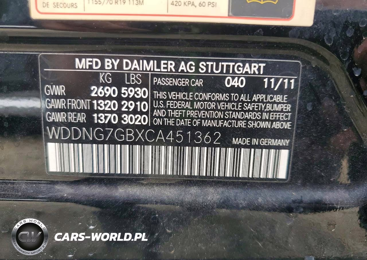 2012 Mercedes-Benz S 600 VIN:WDDNG7GBXCA451362 - 12