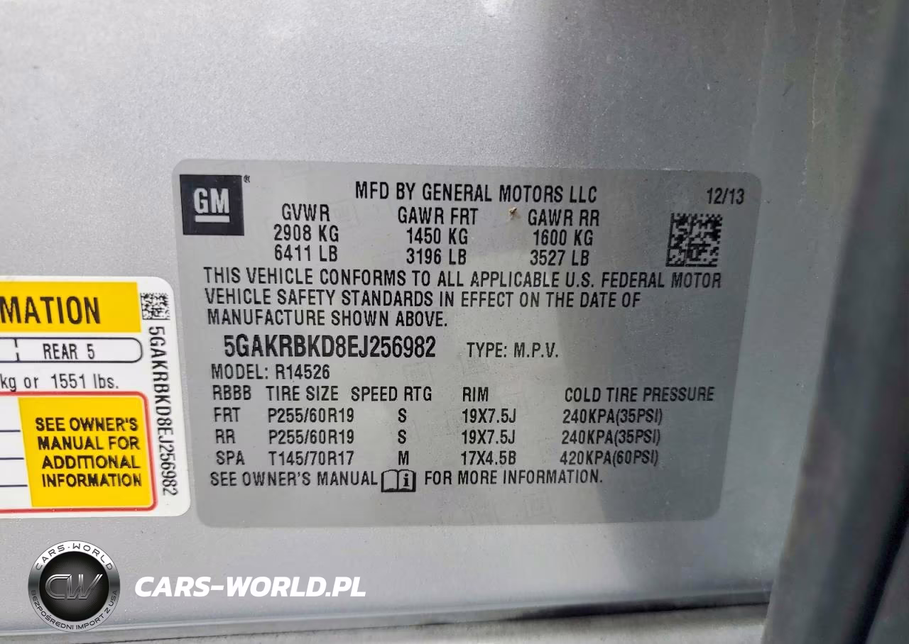 2014 Buick Enclave Leather VIN:5GAKRBKD8EJ256982 - 13