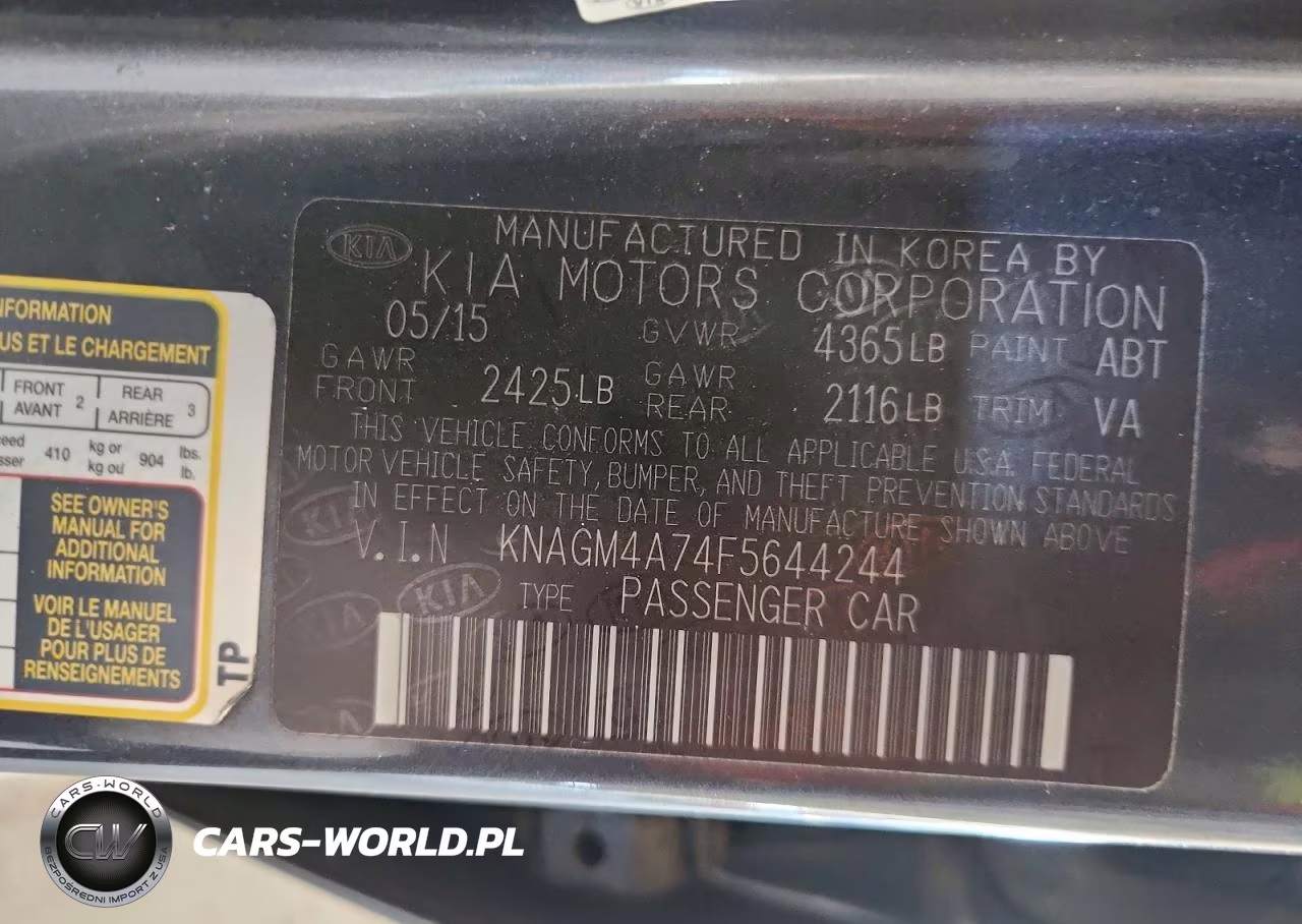 2015 Kia Optima Ex VIN:KNAGM4A74F5644244 - 12