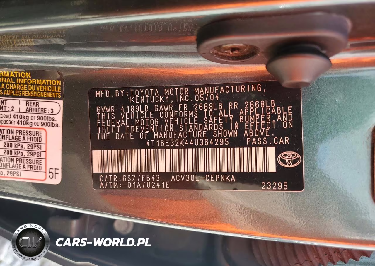 2004 Toyota Camry Le VIN:4T1BE32K44U364295 - 13
