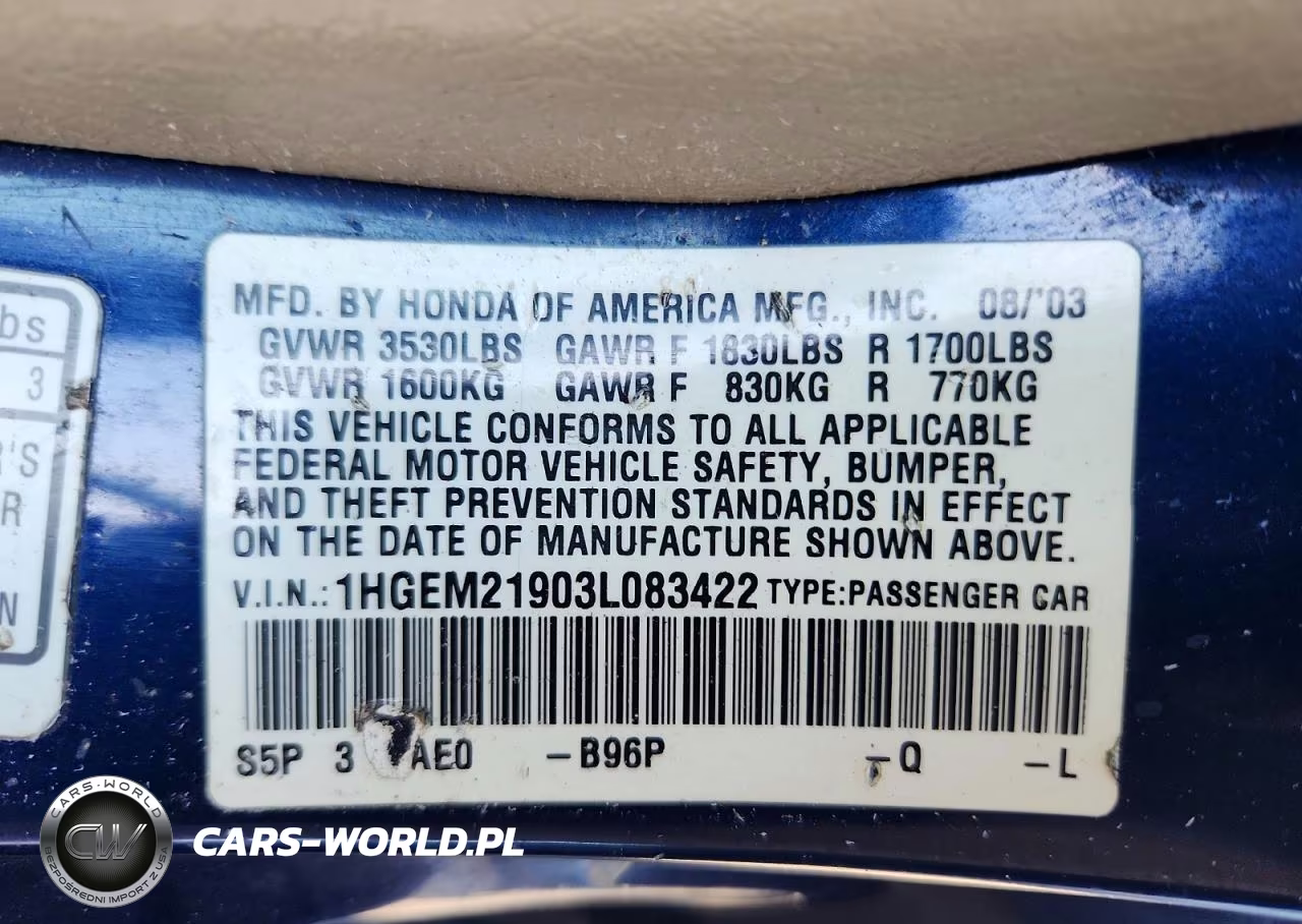 2003 Honda Civic Ex VIN:1HGEM21903L083422 - 12