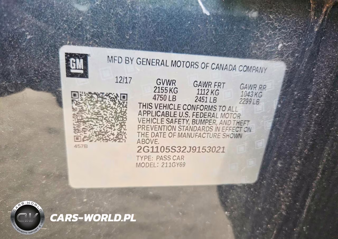 2018 Chevrolet Impala Lt VIN:2G1105S32J9153021 - 12