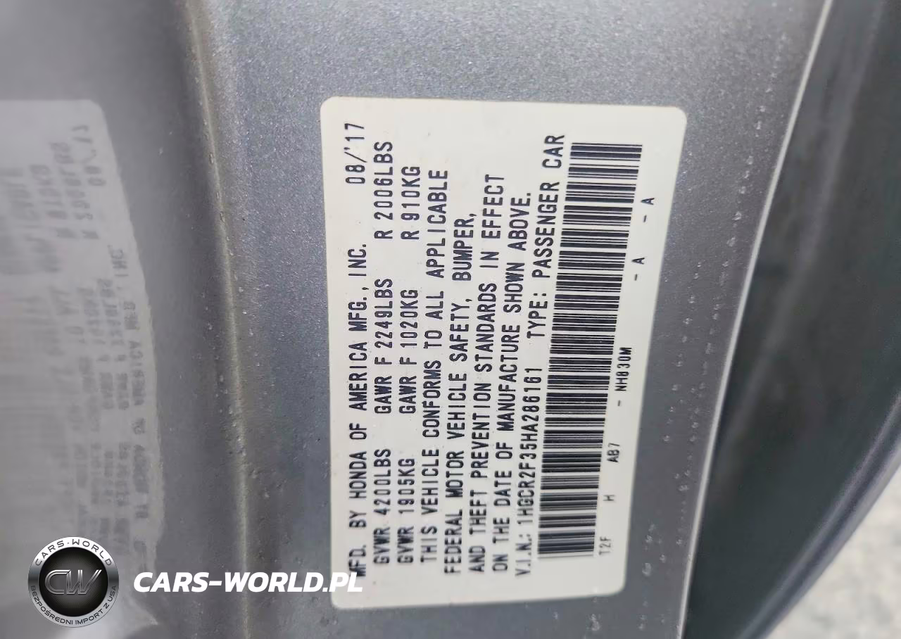 2017 Honda Accord Lx VIN:1HGCR2F35HA286161 - 12