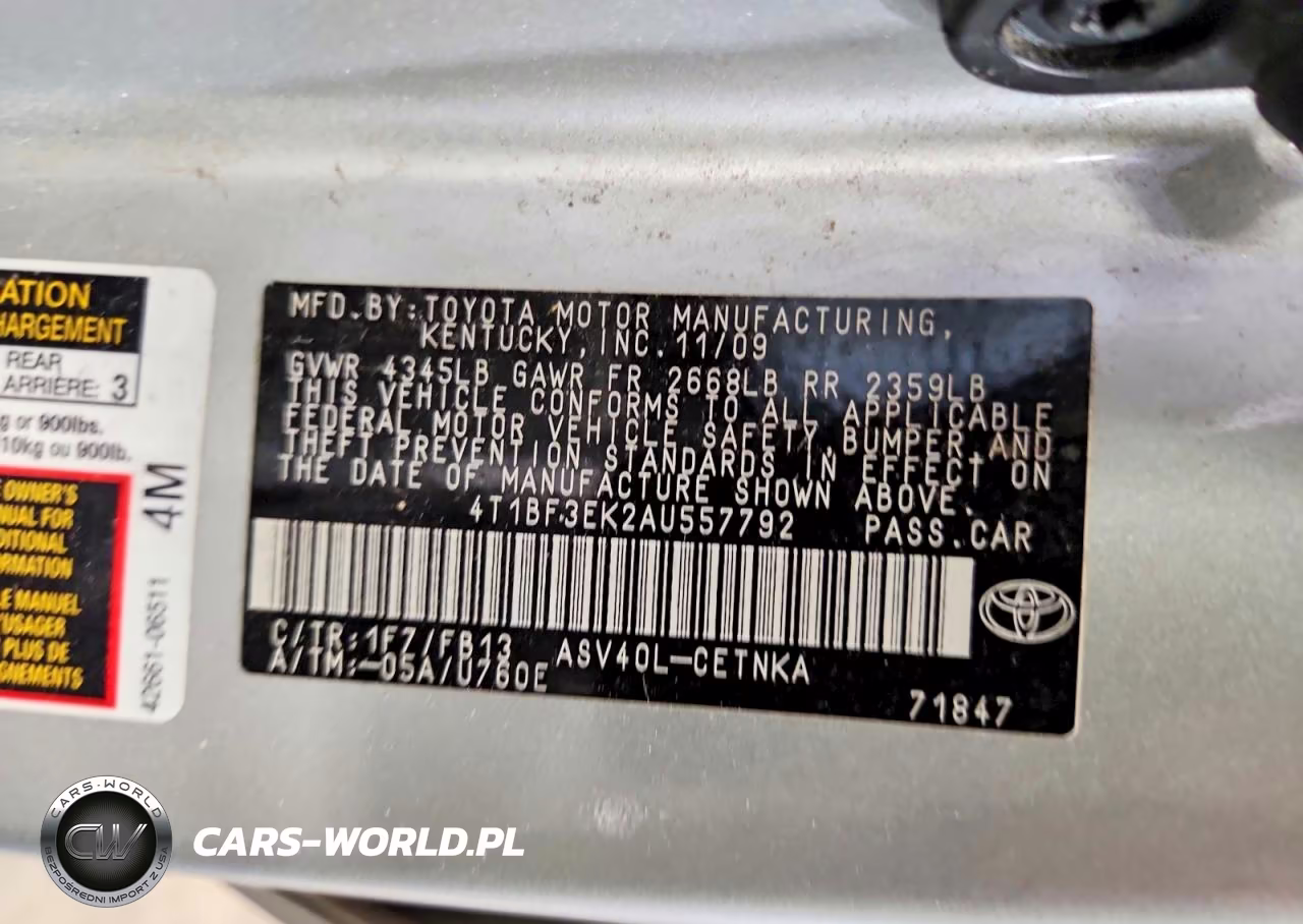 2010 Toyota Camry Le VIN:4T1BF3EK2AU557792 - 12