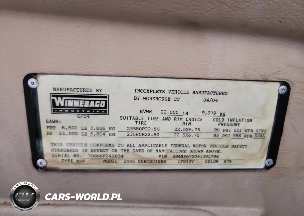 2004 Workhorse Custom Chassis Motorhome Chassis W22 VIN:5B4MP67G043392796 - 10