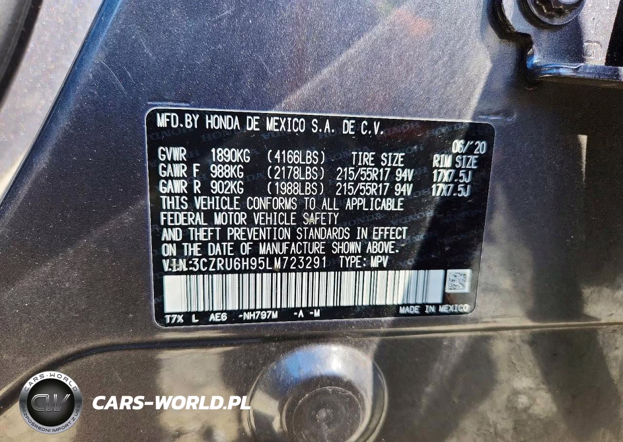 2020 Honda Hr-V Touring VIN:3CZRU6H95LM723291 - 13