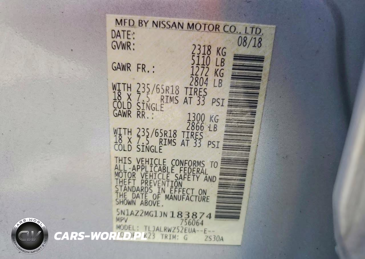 2018 Nissan Murano Sl VIN:5N1AZ2MG1JN183874 - 13