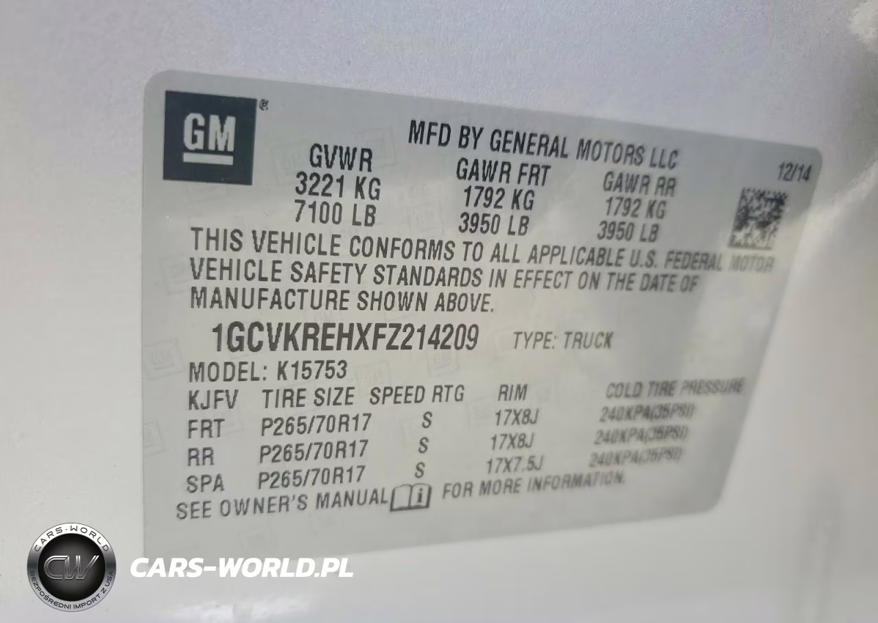 2015 Chevrolet Silverado K1500 Lt VIN:1GCVKREHXFZ214209 - 12