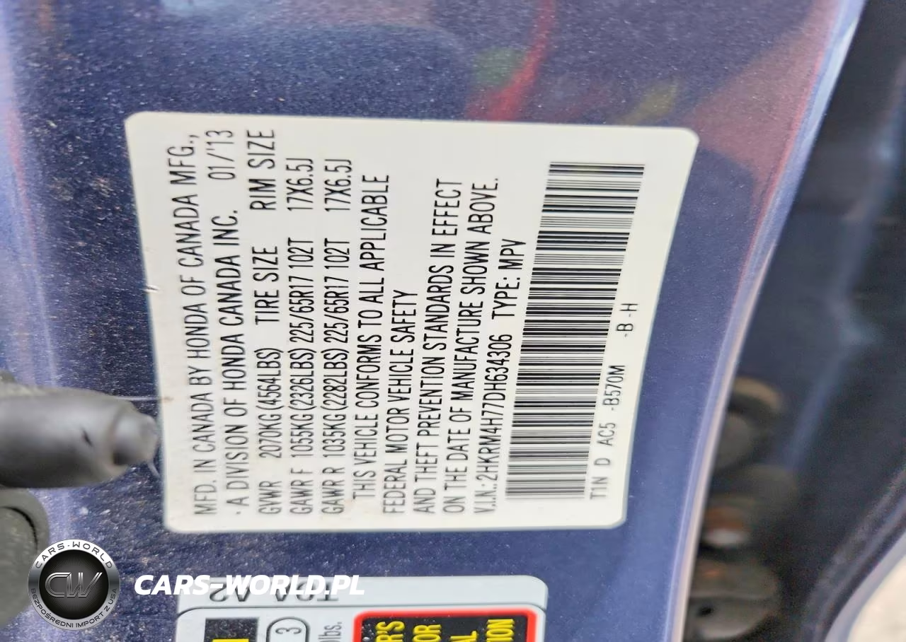 2013 Honda Cr-V Exl VIN:2HKRM4H77DH634306 - 13