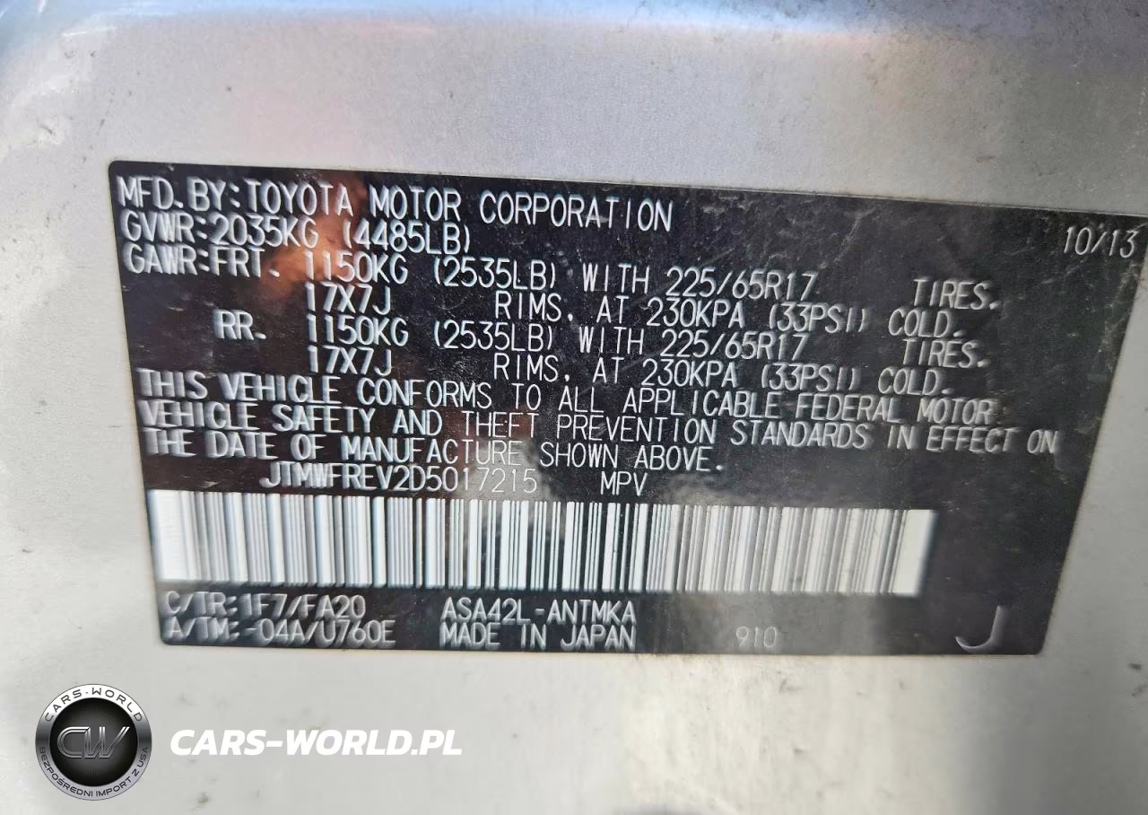 2013 Toyota Rav4 Xle VIN:JTMWFREV2D5017215 - 14