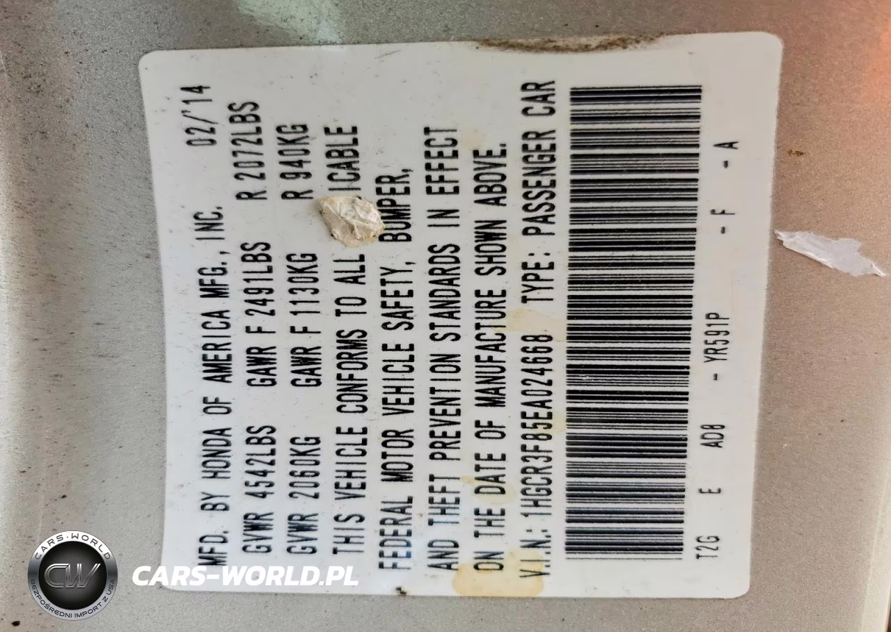 2014 Honda Accord Exl VIN:1HGCR3F85EA024668 - 12