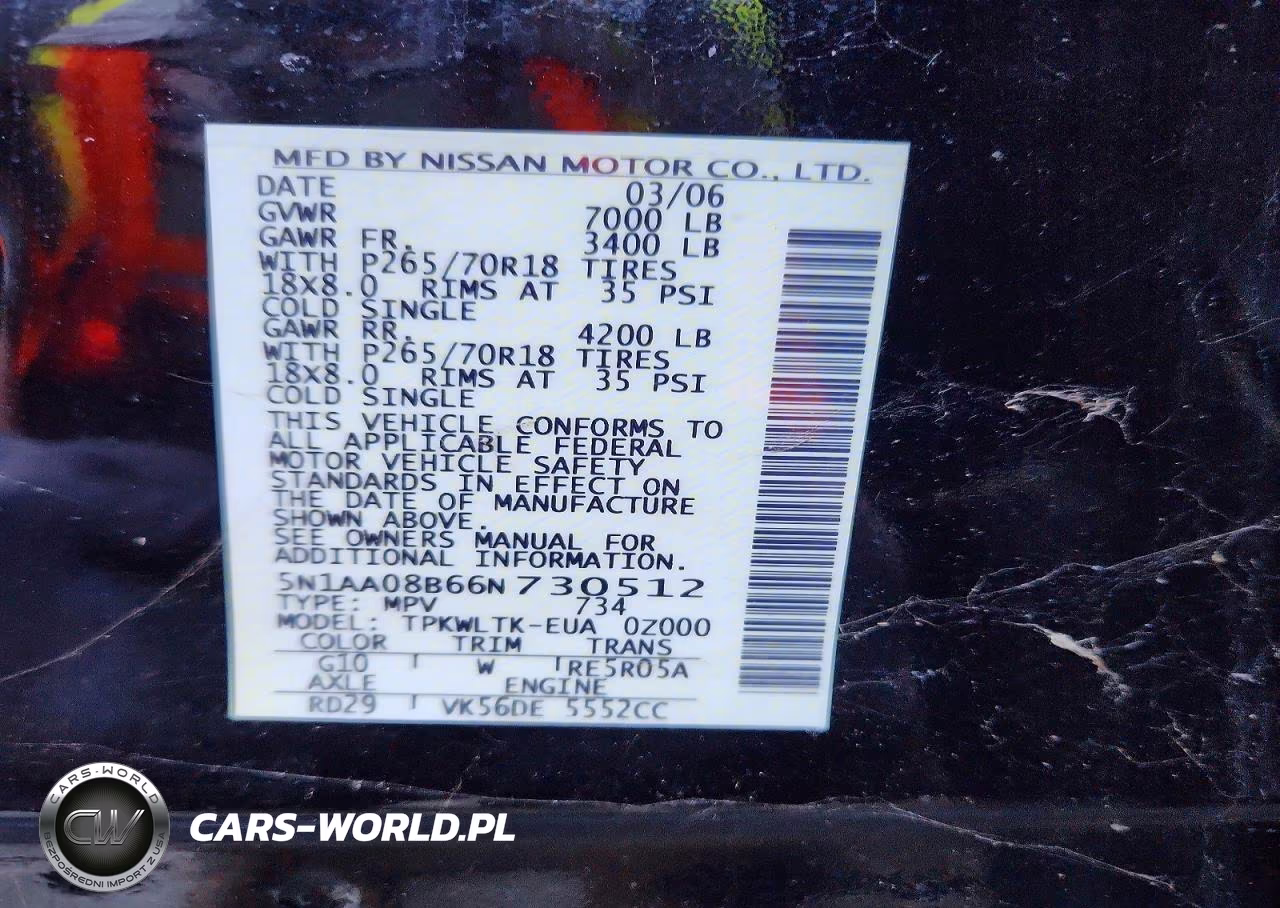 2006 Nissan Armada Se VIN:5N1AA08B66N730512 - 13