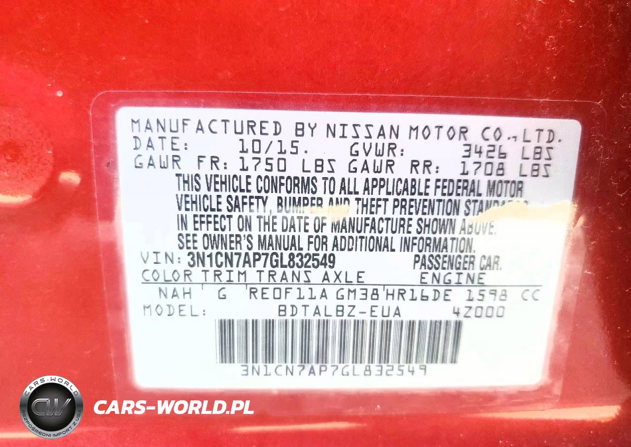2016 Nissan Versa 1.6 Sv VIN:3N1CN7AP7GL832549 - 12
