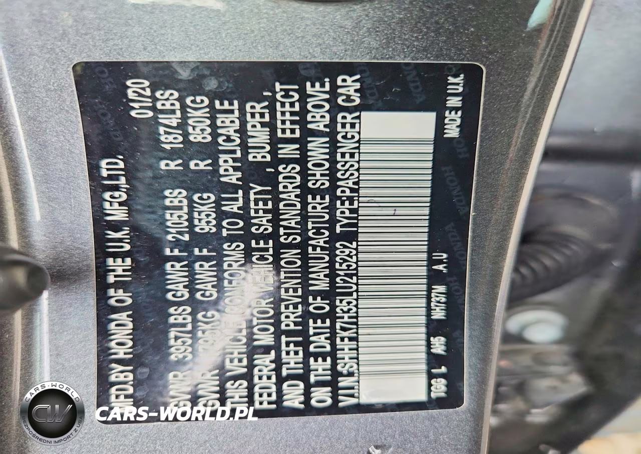 2020 Honda Civic Lx VIN:SHHFK7H35LU215292 - 12