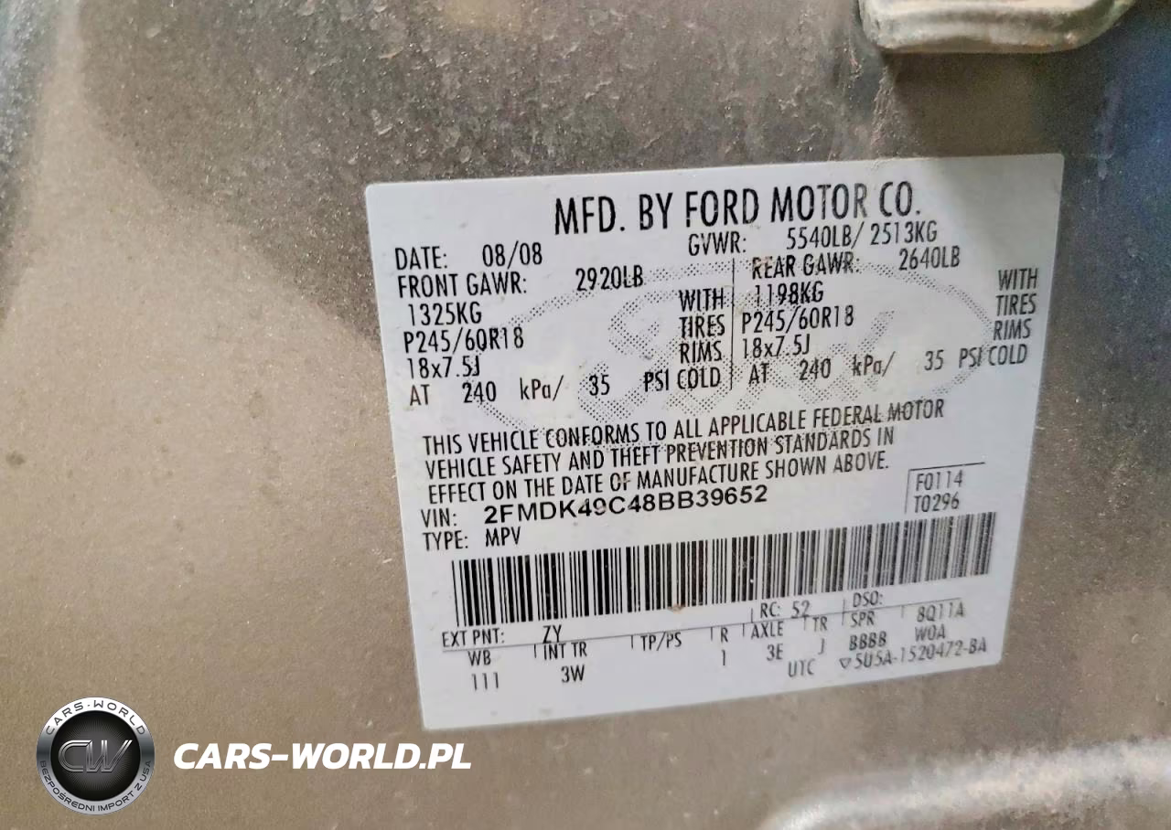 2008 Ford Edge Limited VIN:2FMDK49C48BB39652 - 13