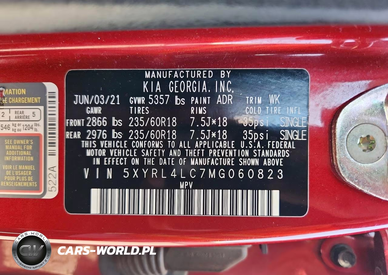 2021 Kia Sorento S VIN:5XYRL4LC7MG060823 - 13