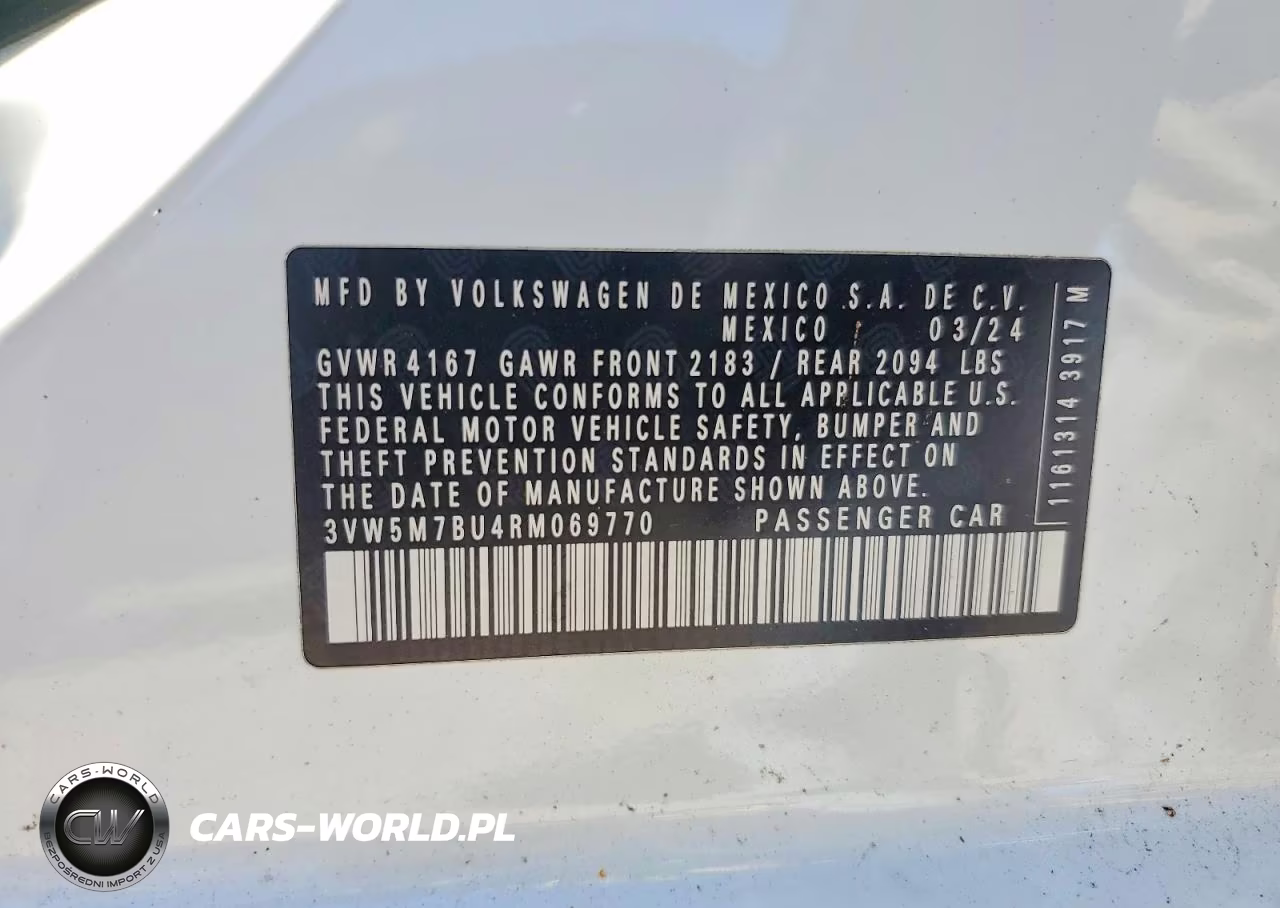 2024 Volkswagen Jetta S VIN:3VW5M7BU4RM069770 - 12