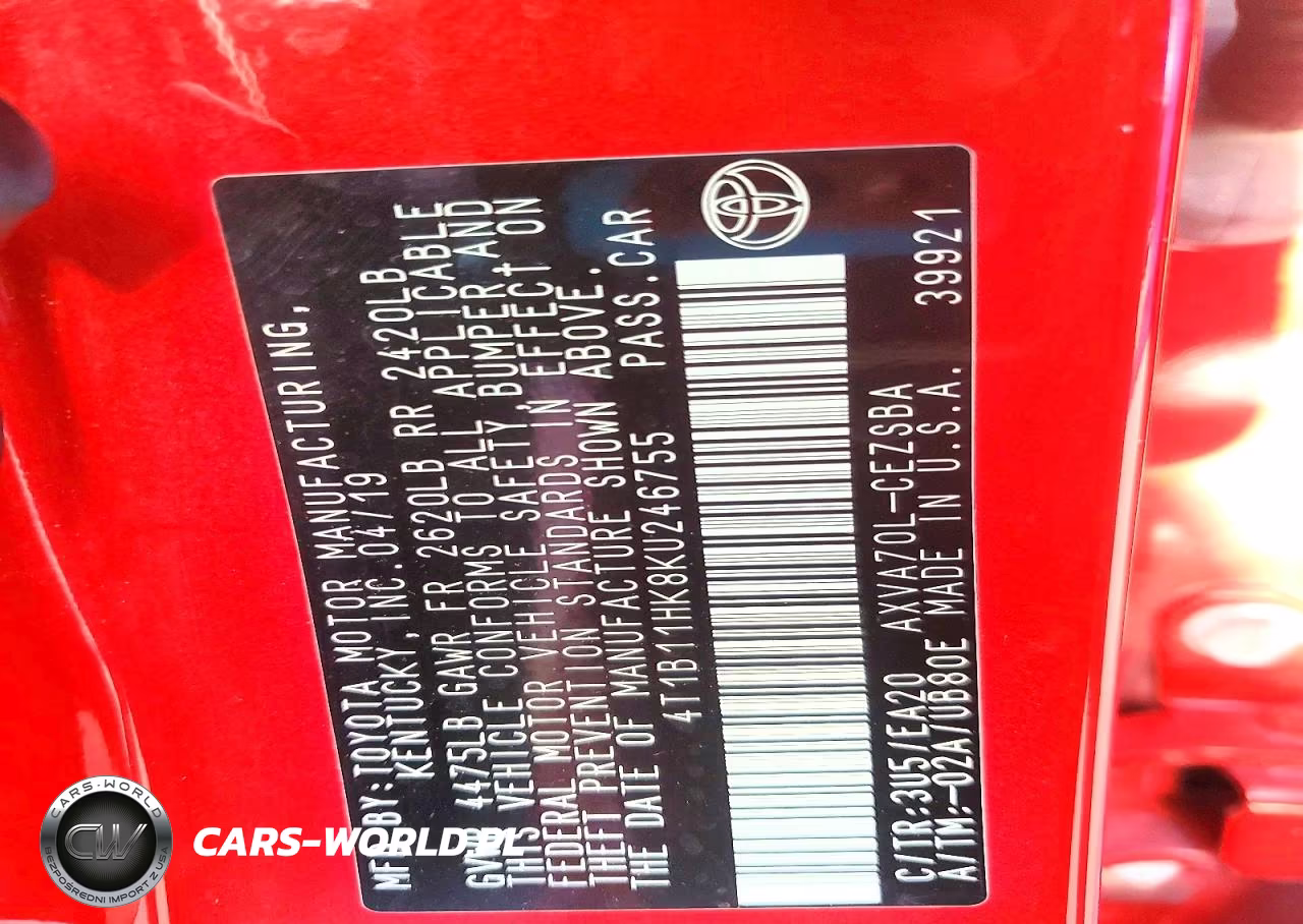 2019 Toyota Camry Se VIN:4T1B11HK8KU246755 - 12