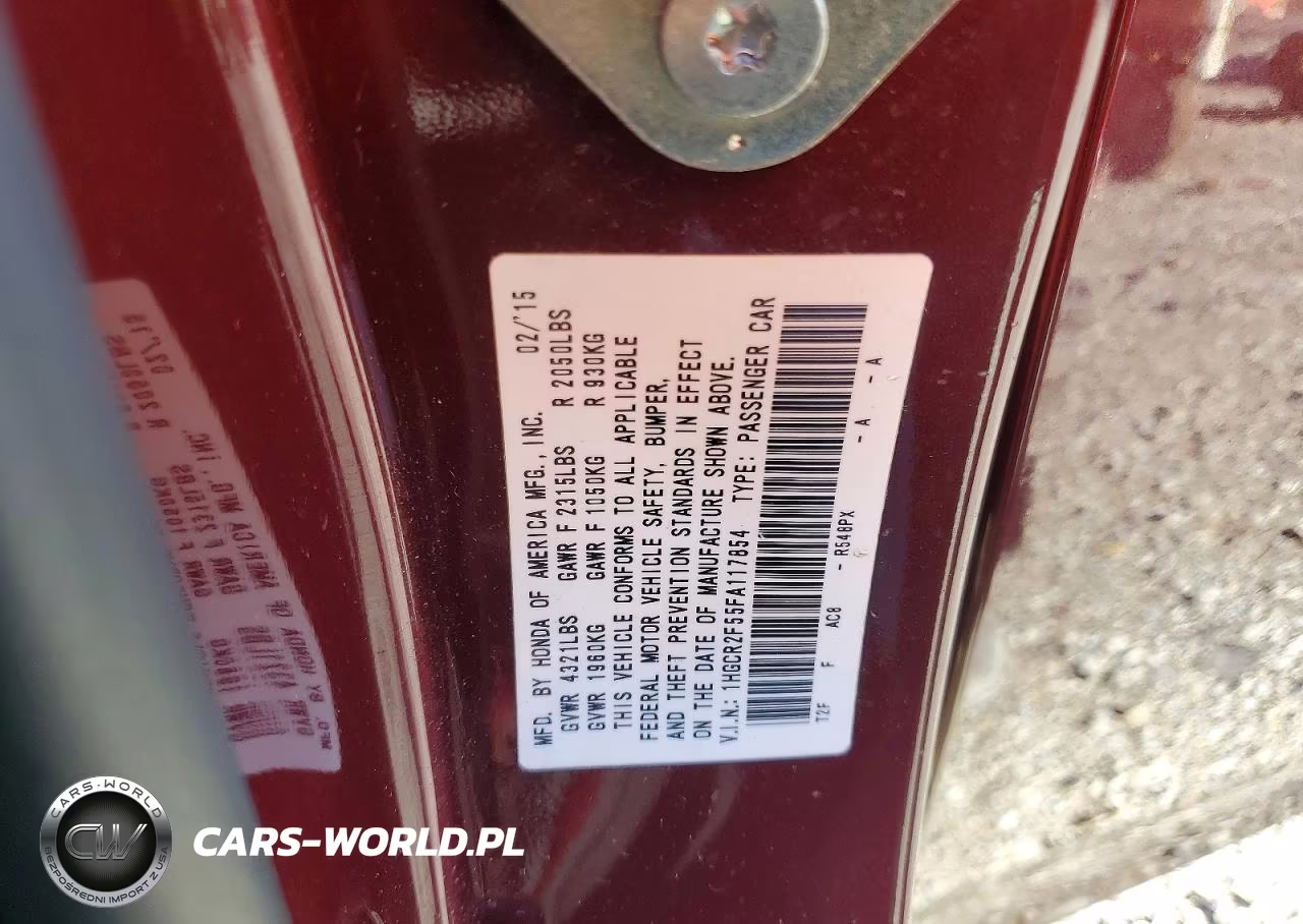 2015 Honda Accord Sport VIN:1HGCR2F55FA117854 - 12