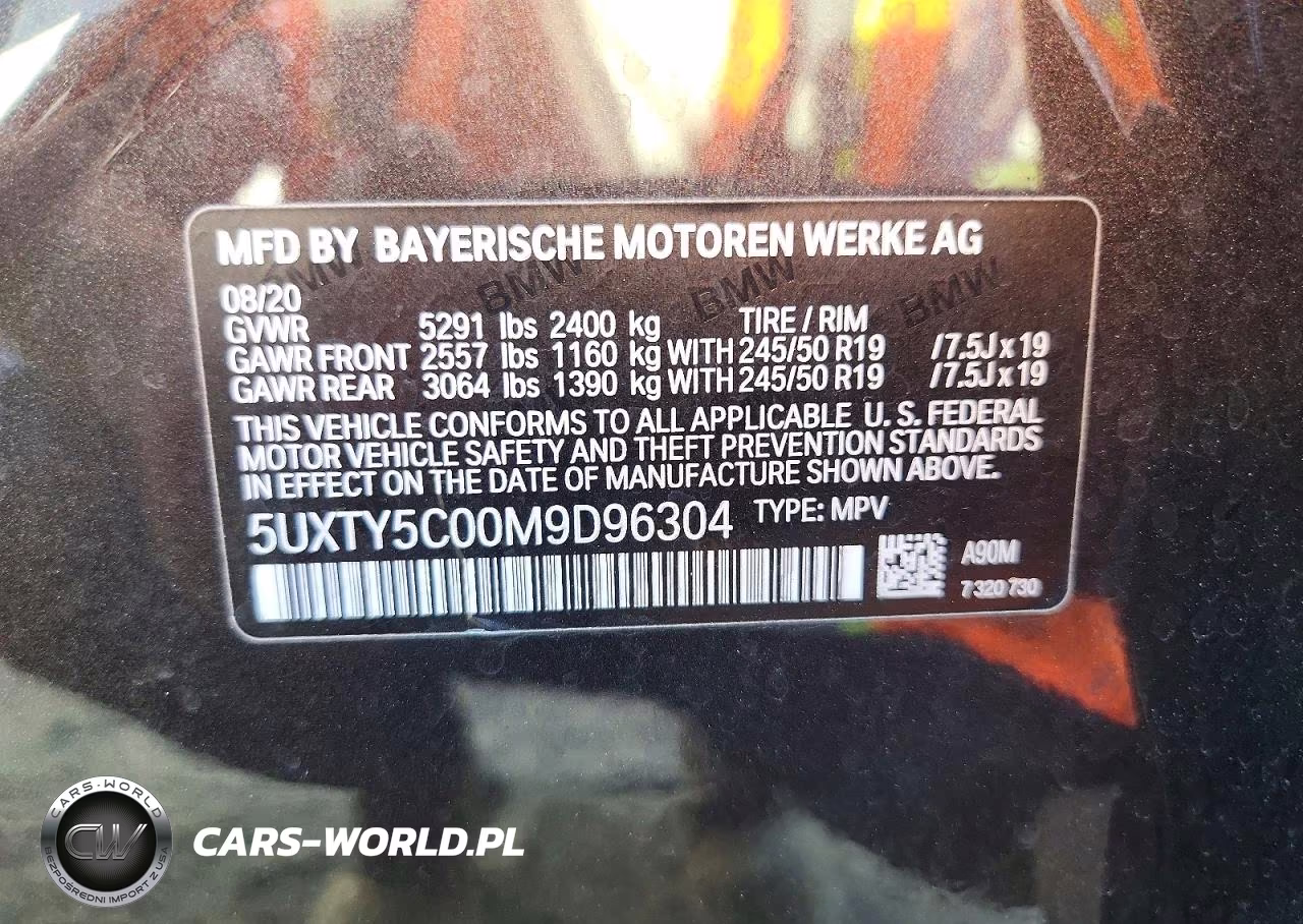 2021 BMW X3 xDrive30I VIN:5UXTY5C00M9D96304 - 13